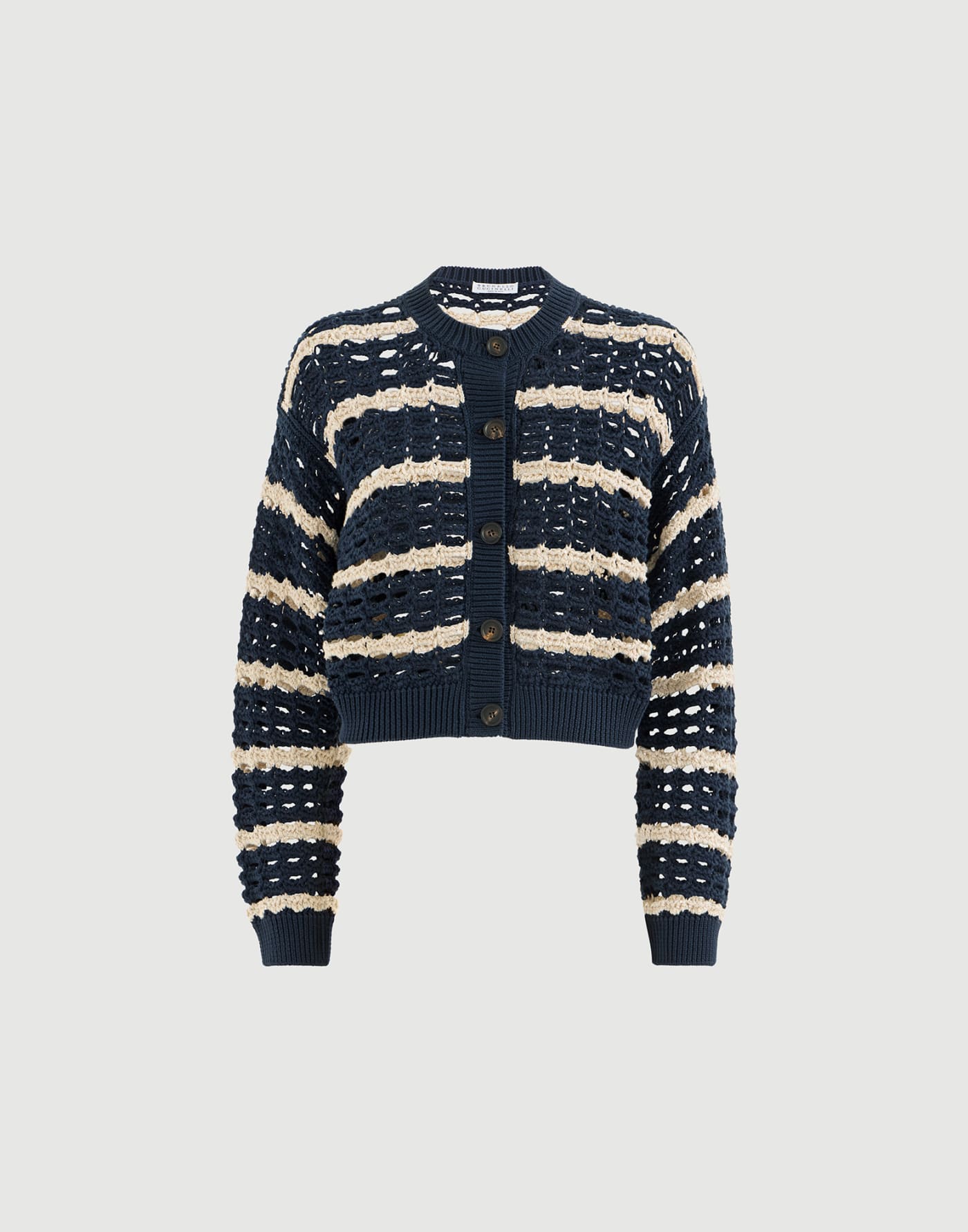 Cotton marina net cardigan Blue Woman - Brunello Cucinelli