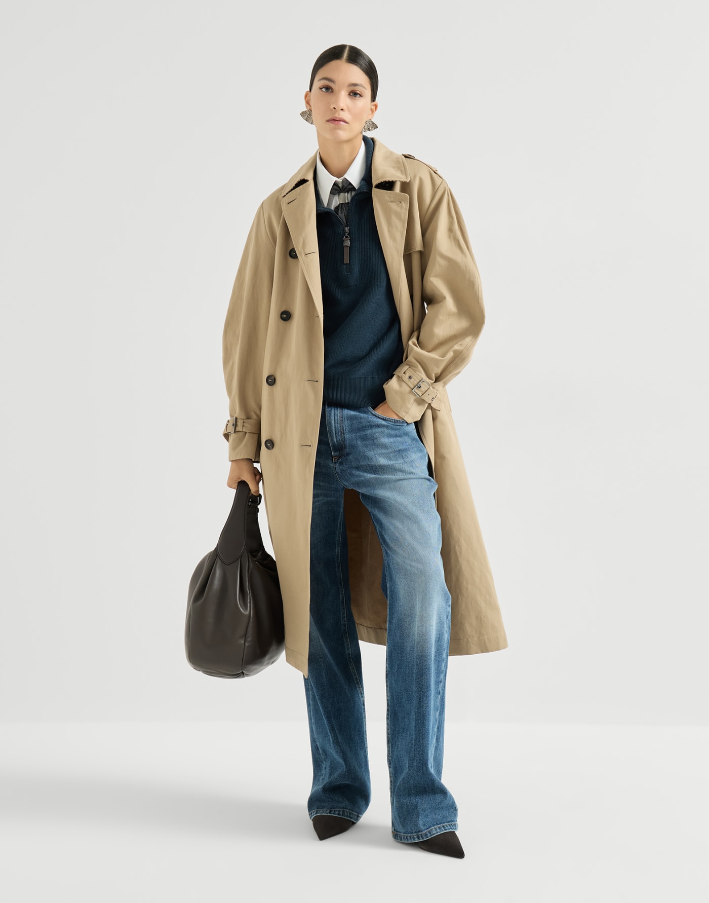Cardigan in Patentstrick Blau Damen - Brunello Cucinelli