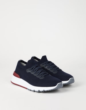 Cotton and calfskin runners Blue Man - Brunello Cucinelli