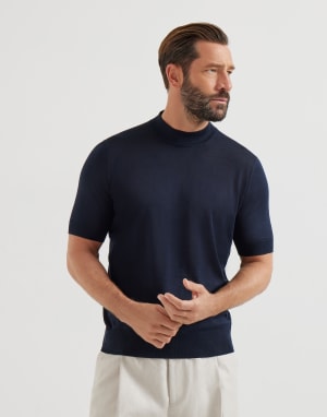 Knit T-shirt Navy Blue Man - Brunello Cucinelli