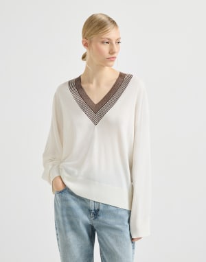 Cashmere and silk lightweight sweater White Woman - Brunello Cucinelli