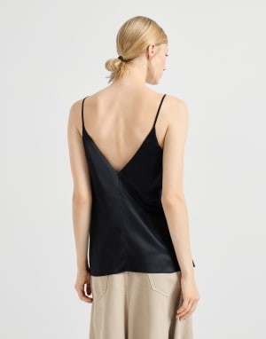 Top de raso de seda stretch Negro Mujer - Brunello Cucinelli