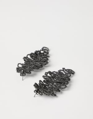 Sculptured leaf earrings Lignite Grey Woman - Brunello Cucinelli