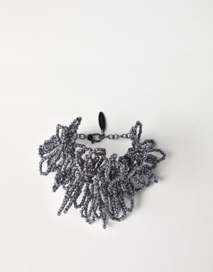 Hematite and Sterling Silver bracelet Lignite Grey Woman - Brunello Cucinelli