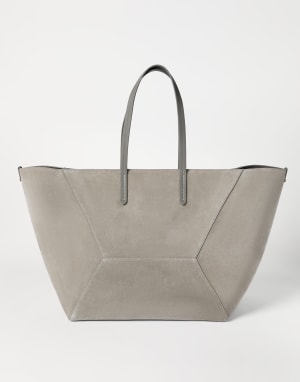 Suede large BC Duo bag Khaki Woman - Brunello Cucinelli
