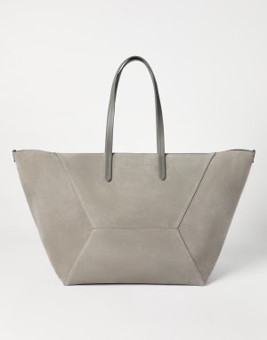 Suede large BC Duo bag Khaki Woman - Brunello Cucinelli