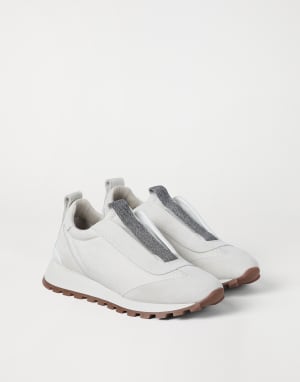 Canvas and suede runners White Woman - Brunello Cucinelli