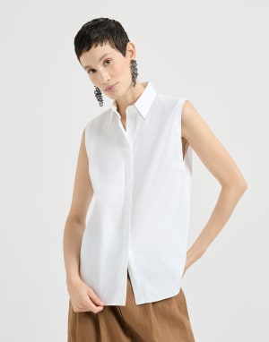 Stretch poplin shirt White Woman - Brunello Cucinelli