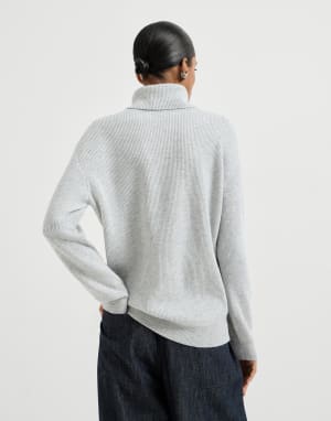 Cashmere English rib sweater Light Grey Woman - Brunello Cucinelli