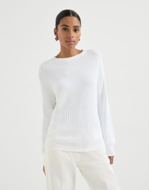 Cotton sweater White Woman - Brunello Cucinelli