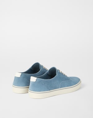 Sneakers aus Kalbsveloursleder Himmelblau Herren - Brunello Cucinelli