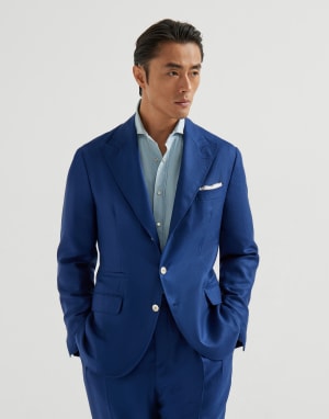 Cashmere and silk blazer Avio Blue Man - Brunello Cucinelli