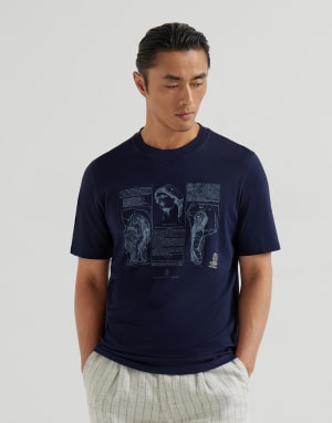 Jersey T-shirt Cobalt Man - Brunello Cucinelli