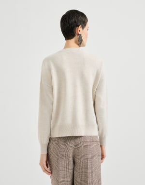 Maglia Dazzling Embroidery Beige Donna - Brunello Cucinelli