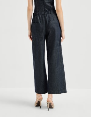 Pleated Hose mit ausgestelltem Bein Jeansblau Damen - Brunello Cucinelli