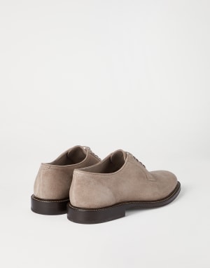 Derby-Schnürschuh aus Kalbsveloursleder Braun Herren - Brunello Cucinelli