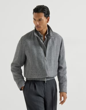 Outerwear jacket with stand collar Medium Grey Man - Brunello Cucinelli