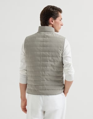 Nylon down vest Khaki Man - Brunello Cucinelli