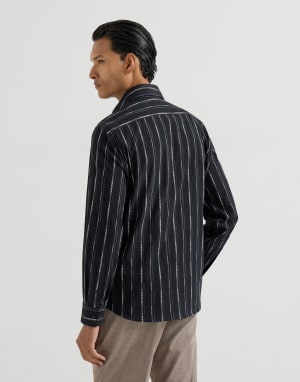 Seersucker shirt Black Man - Brunello Cucinelli