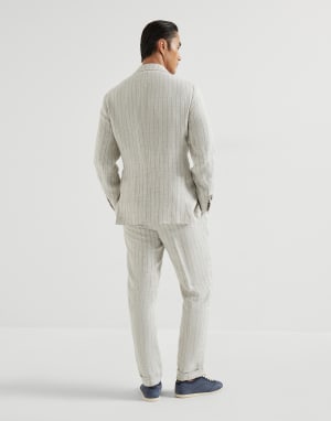 查尔克条纹斜棱纹面料西装套装 悠太黄 男款 - Brunello Cucinelli