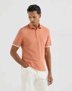 Piqué polo shirt Apricot Man - Brunello Cucinelli