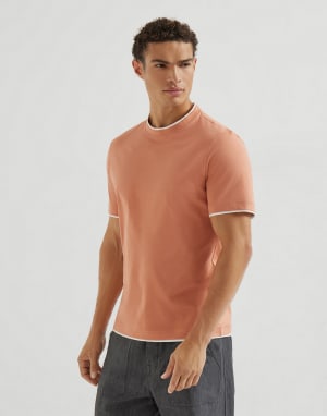 T-shirt with faux-layering Apricot Man - Brunello Cucinelli