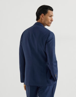 Chalk stripe deconstructed blazer Blue Man - Brunello Cucinelli