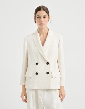 Blazer en sarga Fluid Marfil Mujer - Brunello Cucinelli