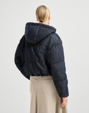 牛仔效果斜纹羽绒外套 牛仔蓝 女款 - Brunello Cucinelli