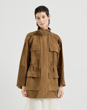 Couture suede safari jacket Brown Woman - Brunello Cucinelli