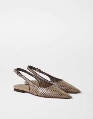 Leather slingback flats Brown Woman - Brunello Cucinelli