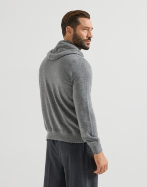 Cashmere sweatshirt-style cardigan Dark Grey Man - Brunello Cucinelli