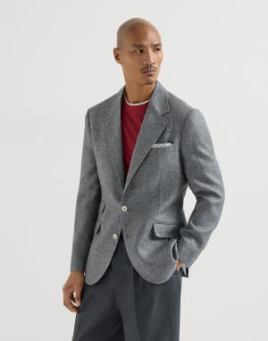 Hopsack deconstructed blazer Medium Grey Man - Brunello Cucinelli