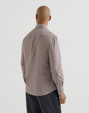 Рубашка из твила с принтом Коричневый Мужчина - Brunello Cucinelli