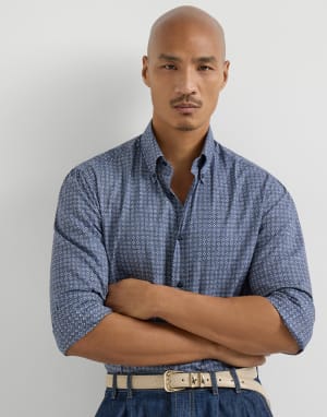 Printed twill shirt Denim Man - Brunello Cucinelli