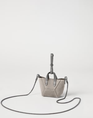 Suede BC Duo micro bag Khaki Woman - Brunello Cucinelli