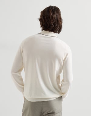 Cotton and cashmere knit polo Panama Man - Brunello Cucinelli