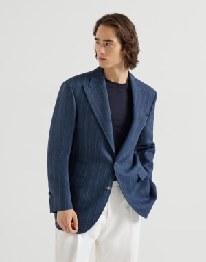 Chalk stripe chevron blazer Blue Man - Brunello Cucinelli