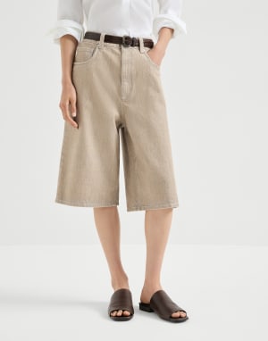 Denim Bermuda shorts Beige Woman - Brunello Cucinelli