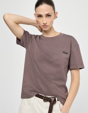 Cotton jersey T-shirt Brown Woman - Brunello Cucinelli