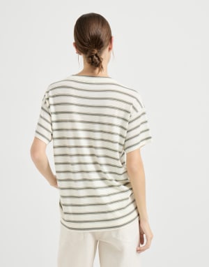 Sparkling stripe t-shirt Panama Woman - Brunello Cucinelli