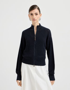 Sparkling net cardigan Blue Woman - Brunello Cucinelli