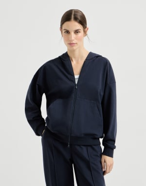 Lightweight French terry sweatshirt Blue Woman - Brunello Cucinelli