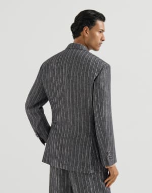 Chalk stripe chevron blazer Anthracite Man - Brunello Cucinelli