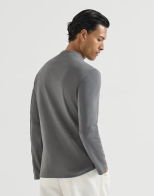 Cotton interlock T-shirt with print Medium Grey Man - Brunello Cucinelli