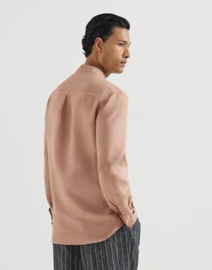 Camisa de tela pinpoint Marrón Tierra Hombre - Brunello Cucinelli