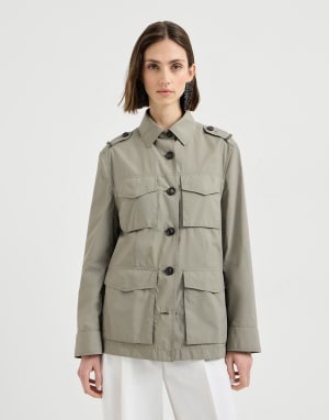 Outerwear with monili Khaki Woman - Brunello Cucinelli