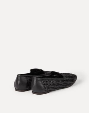 Techno raffia and calfskin flats Black Woman - Brunello Cucinelli