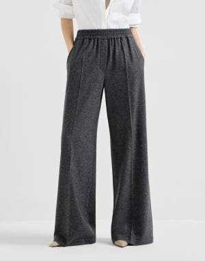 Cashmere jersey trousers Anthracite Woman - Brunello Cucinelli