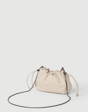 Soft leather mini Mellow Bucket bag Ivory Woman - Brunello Cucinelli